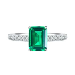 Rings 2022 new S925 silver retro rectangular car flat 6 * 8 Emerald one carat high carbon diamond women's ring