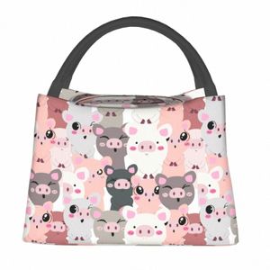 Nette Schwein Mittagessen Tasche Tiere Carto Schule Lunch Box Für Erwachsene Casual Grafik Design Thermische Tote Handtaschen Oxford Kühltasche z17T #