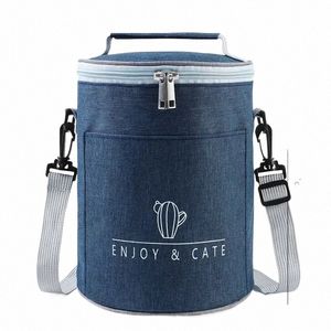 large-capacity Portable Lunch Bag 2023 New Fresh-kee Thickened Lunch Box Bag Round Barrel Aluminum Foil Insulati Bag U3vU#