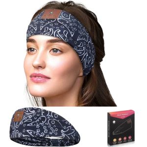 Headphones Sleep Headphones 2022 Bluetooth Boho Headband Headphones with HD Thin Speakers Mic for Side Sleepers Calling Yoga Sports Gift