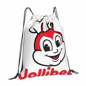 Jollibee Red Ringer Chef Bee Food Funky Drawstring Ryggsäckar Eklektiska stilar Idealisk skola Cam Use Canvas J44N#