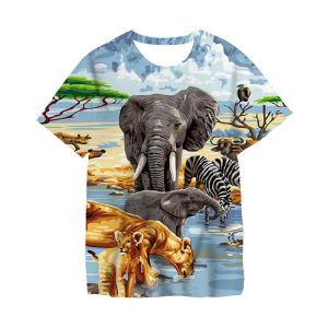 2024 Kinderjungen Mädchen Dinosaurier T-Shirts Sommer Kurzarm Junge Kleidung Kausaler T-Shirt Tops Tee Kinderkleidung 3-14 Jahre