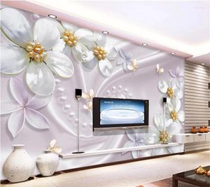 Bakgrundsbilder Wellyu Custom Wallpaper Papel de Parede Luxury European Jewelry Flower 3D TV Bakgrund Wall Tapiz Carta Da Parati