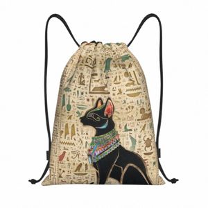 Egípcio Bastet Gato Cordão Mochila Mulheres Homens Ginásio Esporte Sackpack Portátil Antigo Egito Art Training Bag Sack k3NV #