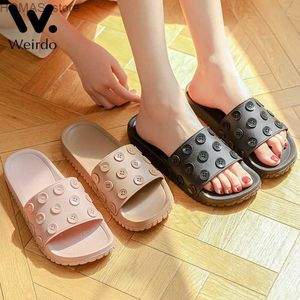 Hemskor knappar designthick plattform moln tofflor kvinnor mode mjuk ensamstående sandaler kvinna 2023 sommar non slip strand flip flops y240401