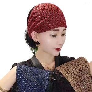 Sciarpe Turbante Traspirante Cappelli Moda Foulard in pizzo musulmano Elegante fascia estiva per la testa da donna