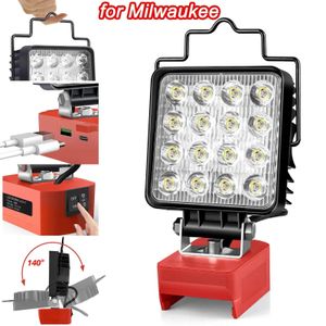 24W/48W LED-arbetsljus för Milwaukee M18 Vattentät trådlös översvämningsljus med USB Type-C laddningsport för verkstad camping 240329