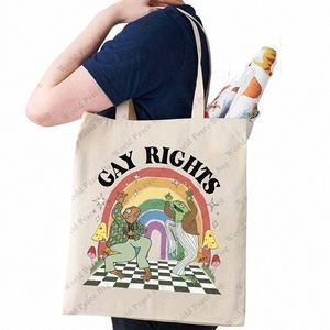Frosch-Kröten-Muster, lässige Canvas-Einkaufstasche, Einkaufstasche, wiederverwendbare faltbare Aufbewahrungs-Einkaufstasche, Handtasche, Gay-Pride-Umhängetasche L3HO #