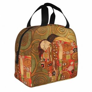 gustav Klimt Insulated Lunch Bag Portable Freyas Art Lunch Ctainer Cooler Bag Tote Lunch Box Work Travel Food Bag r2DM#