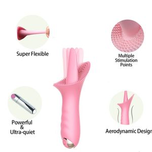 Zungenvibrator Lecken G-Punkt Klitorisstimulator 10 Modi Vaginalmassage Sexspielzeug für Erwachsene Frauen Orgasmus Masturbator 240326