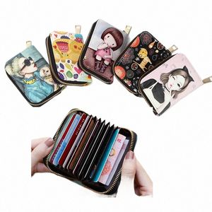 FI Graffiti Girls Organ Card Bag Pu Leather Wallet Cute Busin Card Case Kreditkort Holder Mini Zipper Copping Bag F3N3#