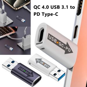 QC 4.0 USB 3.1 To PD Type-C Adapter USB A Male To USB C Female Adapter USB3.1 10Gbps Type A To Type C Charger Converter 5V 3A