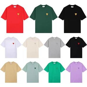 Mens Oversized Camisetas Designer Camiseta 6cm Coração Bordado Pêssego Amor Mangas Curtas Para Homens Mulheres Algodão Camisetas Marca de Moda Solta Casal Estilo