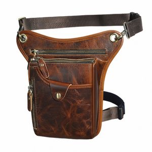 new Quality Leather men Fi Small Menger Cross body Bag Design Travel Fanny Belt Waist Pack Drop Leg Bag Pouch 211-5c w536#