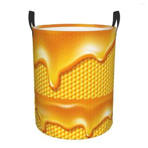 Laundry Bags Folding Basket Honey Dripping Bee Honeycombs Dirty Clothes Toys Storage Bucket Wardrobe Clothing Organizer Hamper