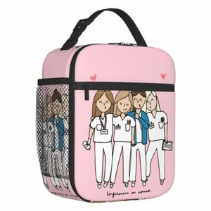 Carto Ladies Nurse Doctor stampato termicamente isolato Lunch Bag riutilizzabile Lunch Tote per le donne Bambini Multifuncti Food Bento Box U4EK #