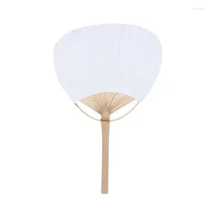 Decorative Figurines White Paper Fan With Bamboo Handle Pure Pai Hand Painted Double Dough Home Portable Wall Fans