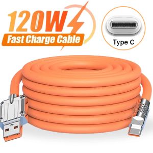 Cabos de telefone de carregamento rápido 120w 6a usb a a c cabo de carregador de silicone líquido resistente fio de dados usb c para samsung z filp 5