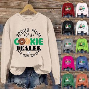 Women's Hoodies Fashion Round Neck Long Sleeved Proud Mom Of A Cookie Dealer I'll Hook You Up Letter Active Fleece Ladies Zip Sweater