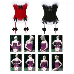 Cintos Mulheres Moda Sexy Vintage Underbust Corset Bustier Cintura Cinchers Penas Aparando Bowknot Crop Top