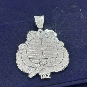 Серебряный кулон 925 пробы на заказ Iced Out Cat Ювелирные изделия Муассанит с бриллиантами Имя Буква Начальная подвеска в стиле хип-хоп