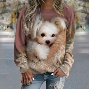 20233d Round Neck Hoodie with Cute Animal Pattern for Women Straight Hair Utpn