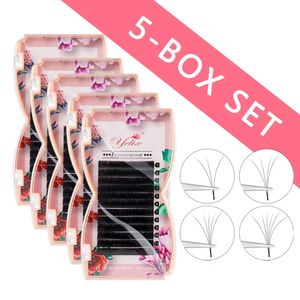 5pcs Yelix Easy Fanning Eyelash Extensions Wholesale Volume Lashes Mix Camellia Bloom Lash Extension Supplies Pink Box 240318