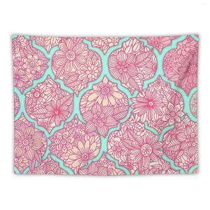 Tapisserier Morockanska blommig gitterarrangemang - Pink Tapestry Wall Decorations Room Eesthetics Carpet Home Supplies