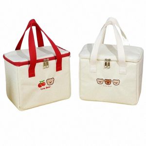 women Cute Lunch Bag Girls Insulated Canvas Cooler Handbag Aluminium Foil Thermal Food Box Family School Picnic Dinner Ctainer O2aw#