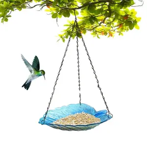 Outros suprimentos de pássaros Tigela de banho de vidro Prato de comida para gaiola Forma de folha Hangable Alimentador de beija-flor com gancho em forma de S Uso de jardim ao ar livre