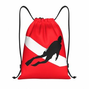 Personalizado Scuba Diver Down Flag Drawstring Bags Homens Mulheres Leve Diving Sports Gym Storage Backpack W4dz #