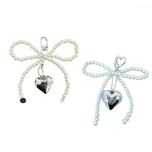 Schlüsselanhänger, eleganter Schmetterlingsband-Schlüsselanhänger, Herz-Anhänger, Perlen-Schlüsselanhänger, Damen-Accessoire