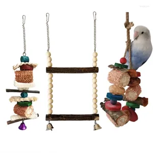 Other Bird Supplies 3pieces Chewing Natural Toy Small Parrot Hanging Molar For Cage