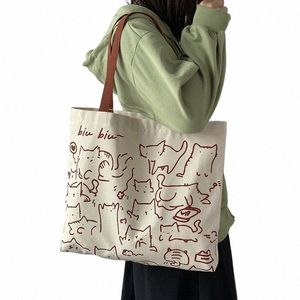 Mara's Dream Canvas Tasche Handtasche für Frauen Shopper Einkaufstasche Fi Designer Tasche Japanischer Stil Carto Cute Cat Eco Schulter 89cw #