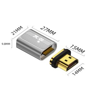8K HDMI-Compatible 2.1 Magnetic Adapter HDMI-Compatible Magnetic Connector Male To Female 48Gbps 19Pin Contacts for HDTV Laptop