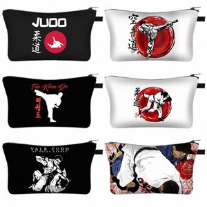 judo / taekwdo / jiujitsu / karate print to torba kosmetyczna Kobiety podróżne obudowy kosmetyczne torebki makijażowe na prezent B5Bz#