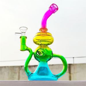 2024 Çok Renkli Renkli Gökkuşağı 11 inç Cam Bongs Su Boru Bong Tütün Tüpü Tüp 14mm Kase Dab Rig Recycler Borular