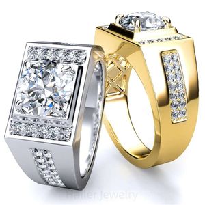 HAILER JOYAS 2CT GEMSTONE 10K 14K WEDDING MENS GOLD RINGS for Vintage、Moissanite Ring Men