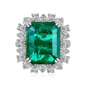 Küme Yüzükleri S925 Gümüş Yüzük Büyükanne Emerald Paraiba Diamond Luxury Fashion çok yönlü takılar