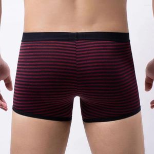 Unterhosen Herren Baumwolle Boxer Ausbuchtungsbeutel Unterwäsche Gestreifte Superweiche Slips Elastizität Shorts Höschen Partchwork Bequem