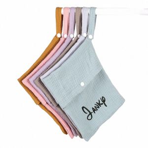 persalized Multifunctial Baby Diapper Bag Embroidery Reusable Solid Color Travel Nappy Pouch Soft Cott Mummy Storage Bag L9bM#