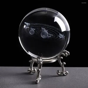 Figurine decorative da 6 cm a sfera di cristallo 3D pianeti trasparenti decorazione del modello solare incisione Sistema solare Casa in miniatura con base desktop PO