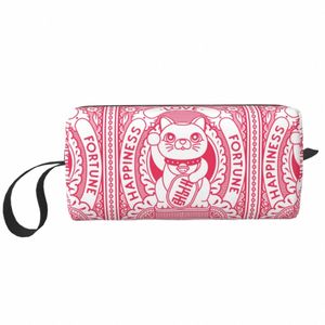 Kawaii Maneki Neko Reise Kulturbeutel Frauen Glück Glück Katze Make-Up Kosmetik Organizer Schönheit Lagerung Dopp Kit O4BH #