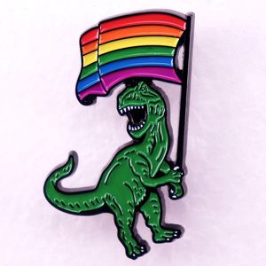 LGBT-Dinosaurier-Flaggen-Brosche, niedliche Anime-Filme, Spiele, harte Emaille-Pins, zum Sammeln von Cartoon-Brosche, Rucksack, Hut, Tasche, Kragen, Anstecknadeln