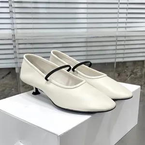 Sapatos casuais ballet único feminino couro macio uma linha cinta mary jane preguiçoso dedo do pé redondo boca rasa minimalista sh