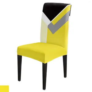 Stol täcker abstrakt gul geometrisk textur mat spandex stretch säte omslag för bröllop kök bankett party fodral