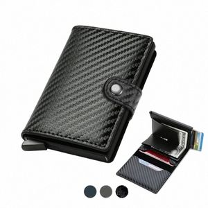 Personalizado Rfid Titular do Cartão Carteira Homens Nome Laser Gravador Carb Fiber Leather Slim Thin Smart Wallet Minimalista Carteira Presente M0g0 #