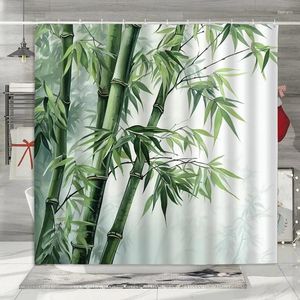 Zasłony prysznicowe zasłona botaniczna zielony bambus soczysty kaktus krajobraz farmy hummingbird róża akwarela kwiat w łazience dekoracje