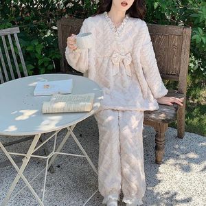 秋と冬の女性のための家庭用衣類コーラルベルベットパジャマ