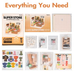 Robotime Rolife 3D Plastic Puzzle Mini Doll House Fascinating Book Store DIY Miniature House Kit